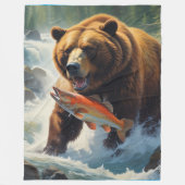 Grizzly-Beer Gevist Fleece Deken (Voorkant)