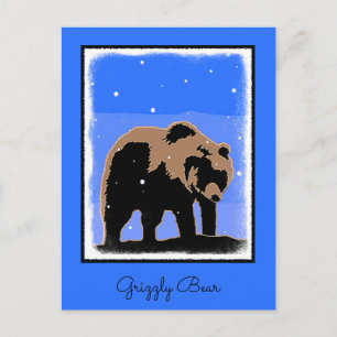 Grizzly Beer in de winter - Oorspronkelijke Wilde Briefkaart