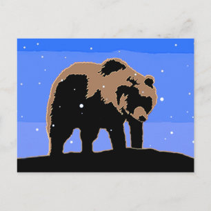 Grizzly Beer in de winter - Oorspronkelijke Wilde Briefkaart