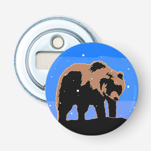 Grizzly Beer in de winter - Oorspronkelijke Wilde Button Flesopener