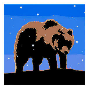 Grizzly Beer in de winter - Oorspronkelijke Wilde Perfect Poster