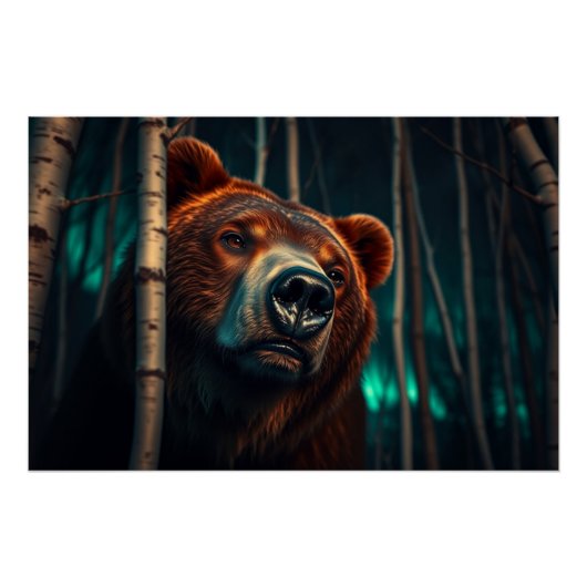 Grizzly Beer in het Bos Perfect Poster (Voorkant)