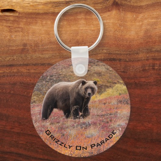 Grizzly Beer in najaarkleuren Denali Alaska Custom Sleutelhanger (Voorkant)