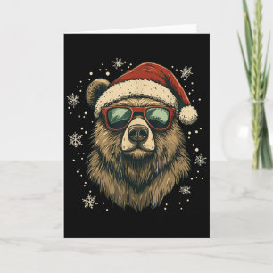 Grizzly Beer Kerstman Hoed Grappig Schattig Dieren Kaart
