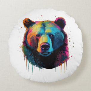 Grizzly Beer Liefhebbers Pop Art Big Grizzly Beer Rond Kussen