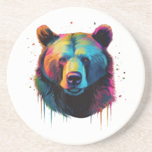 Grizzly Beer Liefhebbers Pop Art Big Grizzly Beer Zandsteen Onderzetter