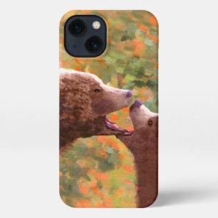 Grizzly Beer mam en snijkunst in wilde dieren iPhone 13 Hoesje