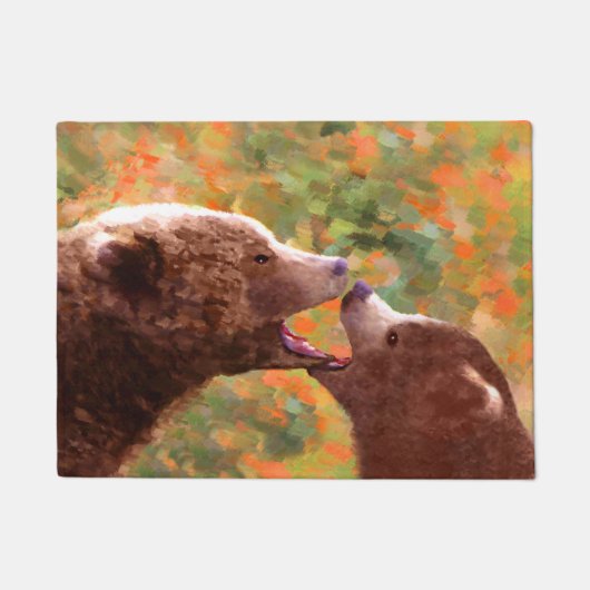 Grizzly Beer mam en snijkunst - Wildlife Art Deurmat (Voorkant)