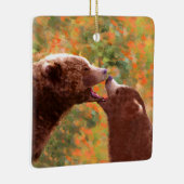 Grizzly Beer mam en snijkunst - Wildlife Art Keramisch Ornament (Rechts)