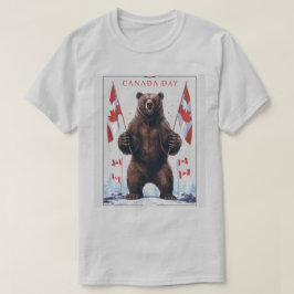 Grizzly Beer met Canadese vlaggen T-shirt
