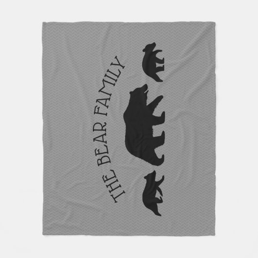 Grizzly Beer met Cubs Silhouettes Aangepaste tekst Fleece Deken (Voorkant)