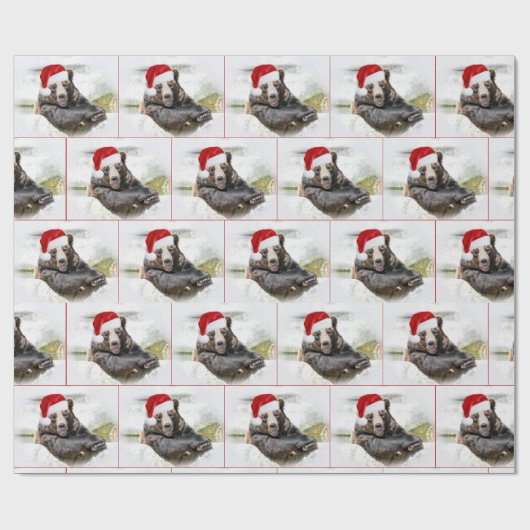 Grizzly Beer met Sinterklaas Pet Cadeaupapier (Vlak)