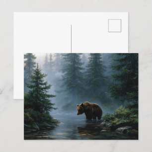 Grizzly Beer Misty Forest Briefkaart