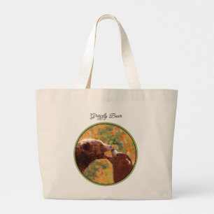 Grizzly Beer Moeder en Cub Schilderen Wildlife Art Grote Tote Bag