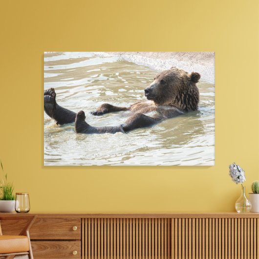 GRIZZLY BEER ONTSPANNENDE VERPAKTE CANVAS PRINT (Insitu (Woonkamer))