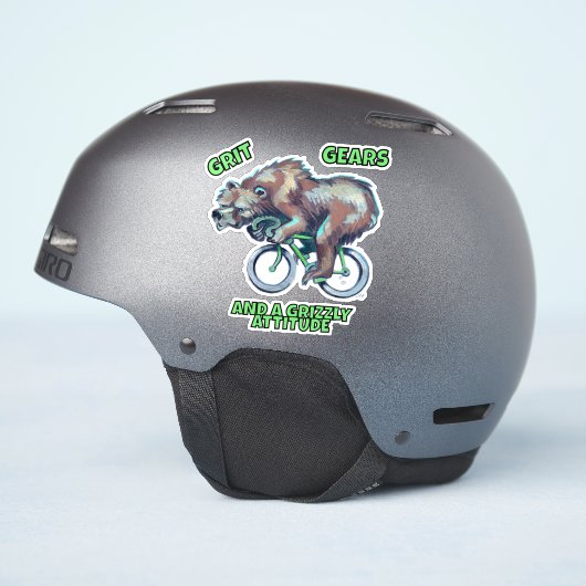 Grizzly Beer op de fiets Sticker (Helm Zijkant)