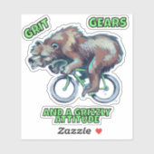 Grizzly Beer op de fiets Sticker (Vel)