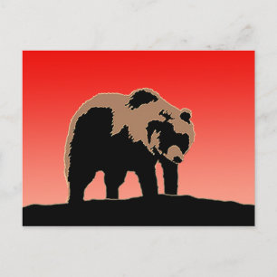 Grizzly Beer op zonsondergang - Originele Wildlife Briefkaart