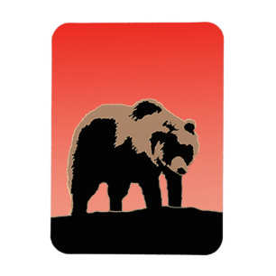Grizzly Beer op zonsondergang - Originele Wildlife Magneet