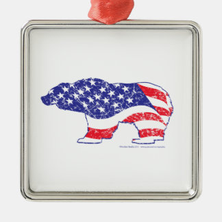 Grizzly Beer Patriotic Flag Metalen Ornament