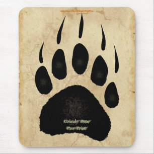Grizzly Beer Paw Print Wildlife Supporter Mousepad Muismat