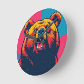 Grizzly Beer Pop Art Ronde Klok (Hoek)