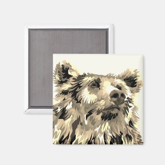 Grizzly beer pop kunst natuur bruin magneet (Voorkant / Achterkant)