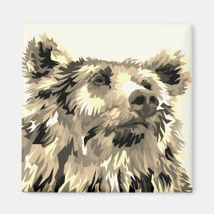 Grizzly beer pop kunst natuur bruin magneet