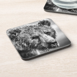 Grizzly beer portret bier onderzetter