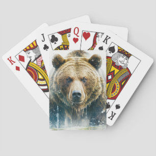 Grizzly Beer Portret Dierenschilderij Wildlife Art Pokerkaarten