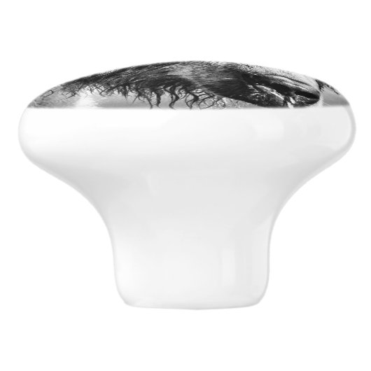 Grizzly beer portret keramische knop (Zijkant)