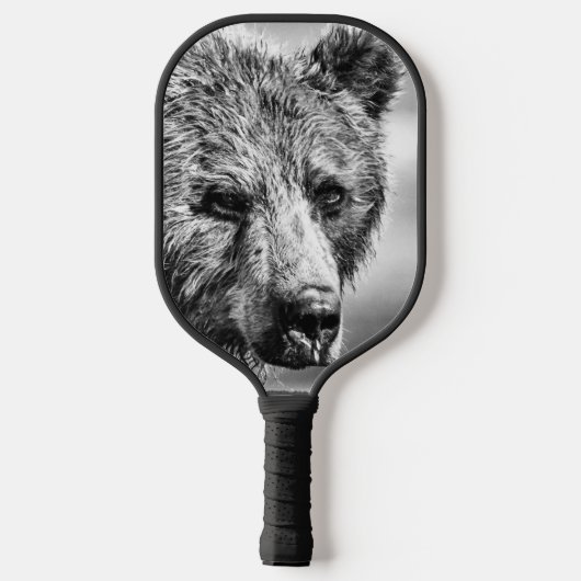 Grizzly beer portret pickleball paddle (Achterkant)