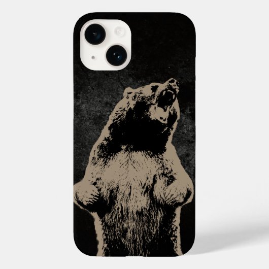 Grizzly Beer Roaring Black Grunge Case-Mate iPhone Case (Achterkant)