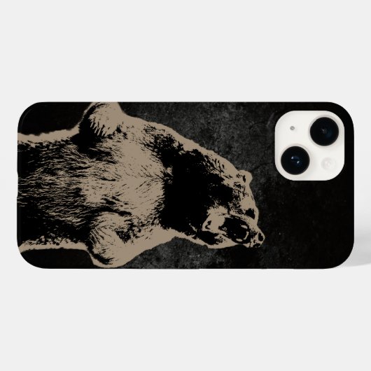 Grizzly Beer Roaring Black Grunge Case-Mate iPhone Case (Achterkant (horizontaal))