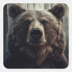 Grizzly Beer schilderij Vierkante Sticker
