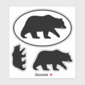 Grizzly Beer Silhouettes Oval and Die Cut Stickers (Vel)