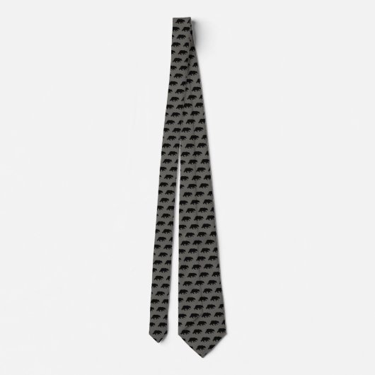 Grizzly Beer Silhouettes Pattern Black and Grey Stropdas (Achterkant)