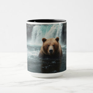 Grizzly Beer & Waterfall Wildlife Design Mok