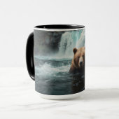 Grizzly Beer & Waterfall Wildlife Design Mok (Voorkant links)