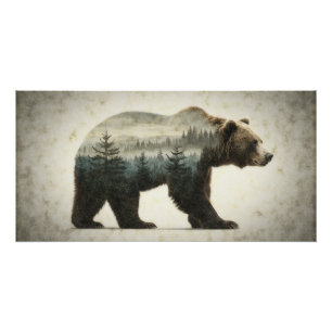Grizzly Beer Wilderness Art Perfect Poster