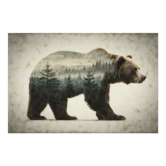 Grizzly Beer Wilderness Art Perfect Poster (Voorkant)