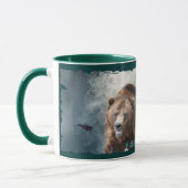Grizzly Beer, Zalm & Waterval Wildlife Art Mok (Links)