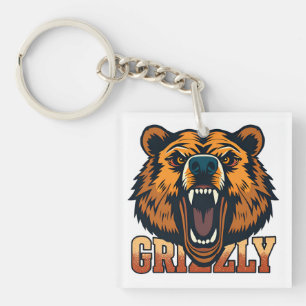 Grizzly Beerhoofd dat Kracht Benadrukt Sleutelhanger
