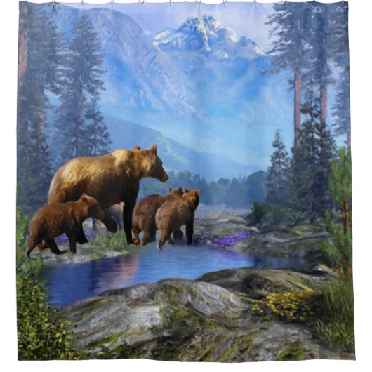 Grizzly Beren Shower Curtain Douchegordijn (Voorkant)