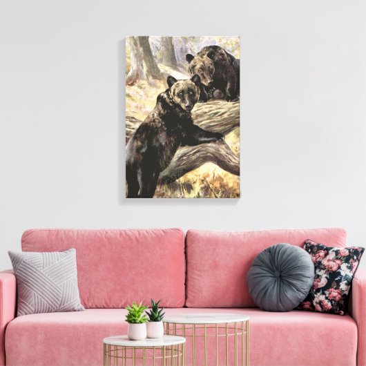 Grizzly Beren van CE Swan,  bosdieren Canvas Afdruk (Insitu (Woonkamer))