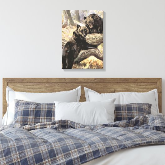 Grizzly Beren van CE Swan,  bosdieren Canvas Afdruk (Insitu (Slaapkamer))