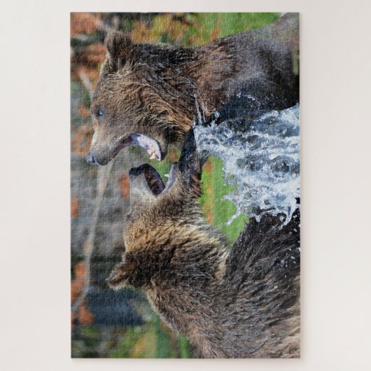Grizzly Beren vechten tegen Jigzaag Puzzle Legpuzzel (Verticaal)