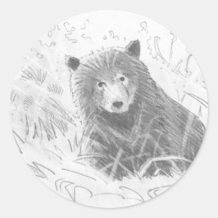 Grizzly Beren welptekening Ronde Sticker