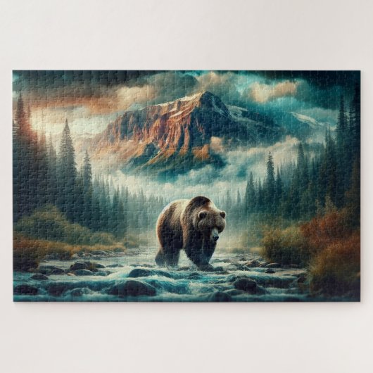 Grizzly Crossing, Grizzly Beer, berglandschap Legpuzzel (Horizontaal)
