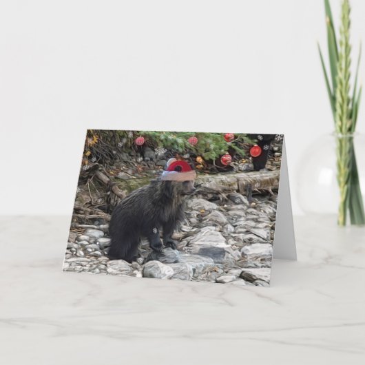 Grizzly Cub Kerstmis Feestdagen Kaart (Voorkant)